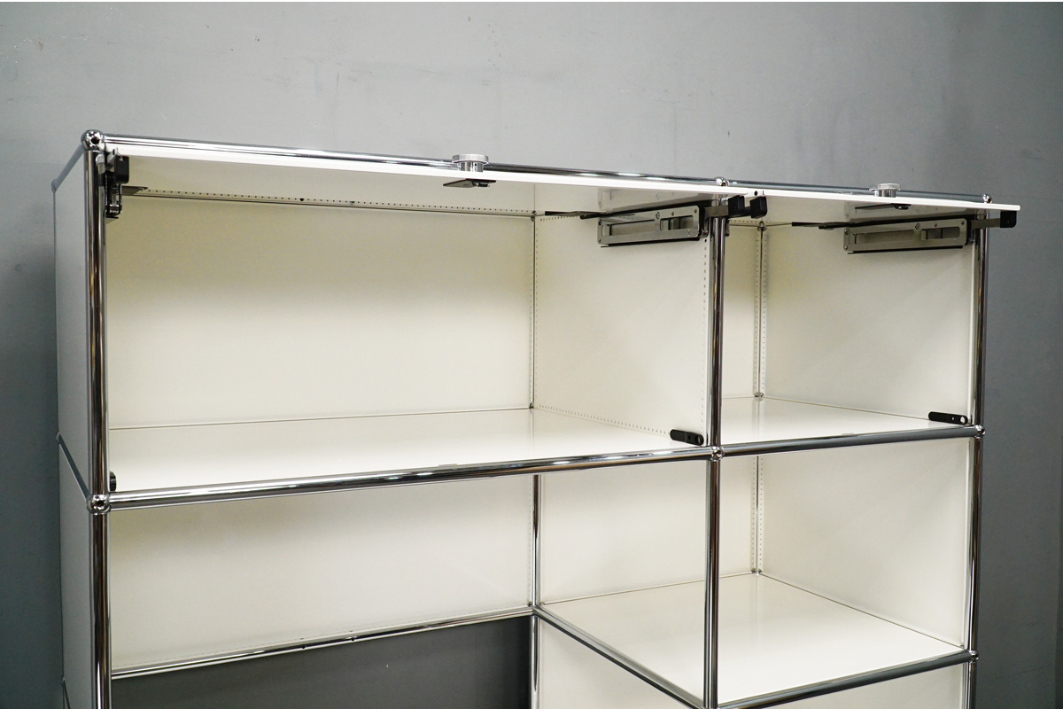 USM Haller system (ユーエスエム ハラー) 2列 5段 キャビネット シェルフ デスク ホワイト スライドテーブル付 開閉