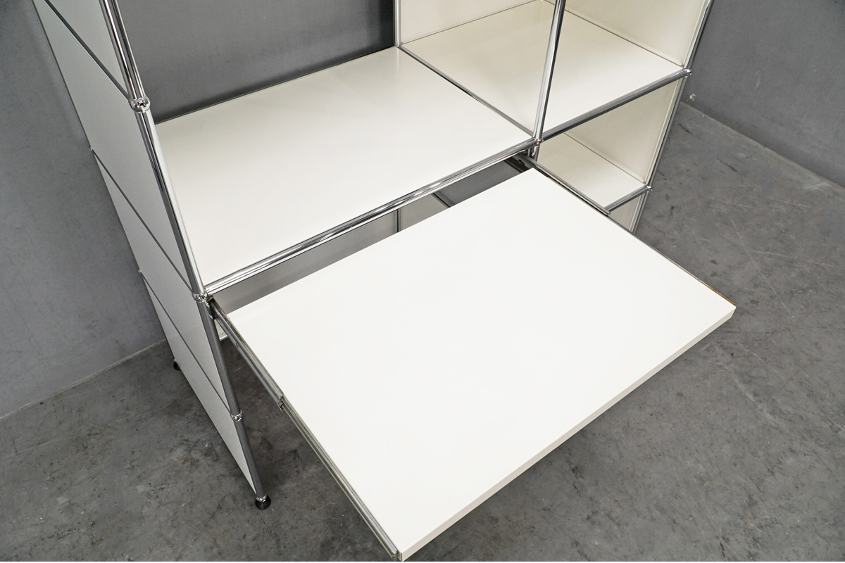 USM Haller system (ユーエスエム ハラー) 2列 5段 キャビネット シェルフ デスク ホワイト スライドテーブル付