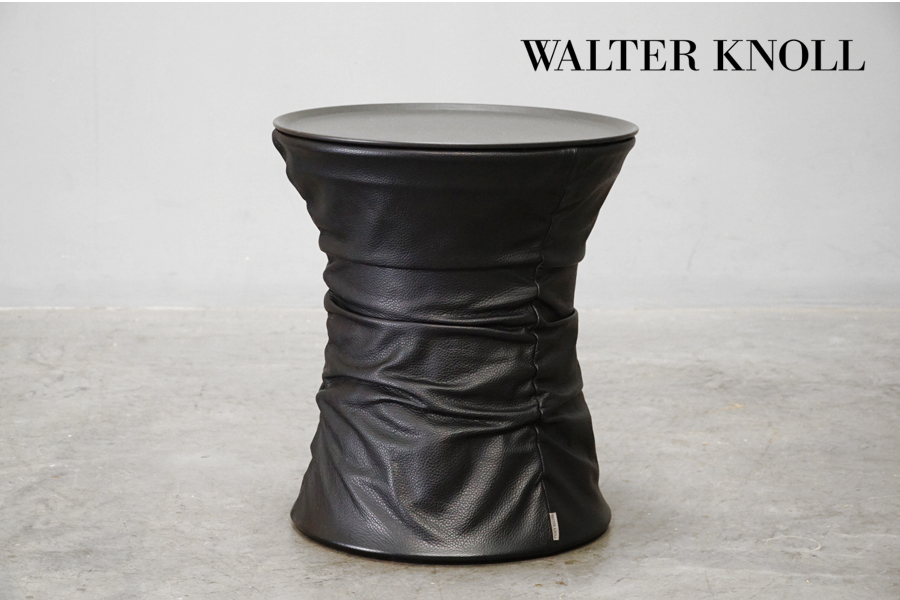 Walter Knoll(ウォルター・ノル)  BELLOWS COLLECTION Stool (べロウズ コレクション) スツール サイドテーブル 本革 レザーφ42cm　アドア東京
