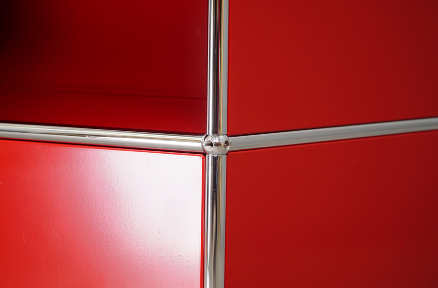 USM Haller system (ハラー)-アドア東京- 1列2段キャビネット ドロップダウンドア モジュラー収納 レッド