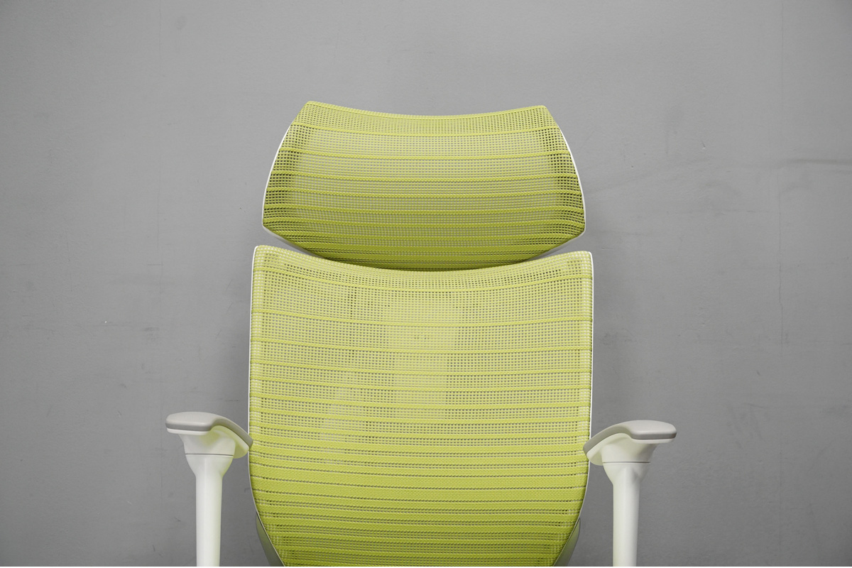 okamura(オカムラ) -アドア東京- バロンチェア エクストラハイバック メッシュ グリーン デスクチェア 可動ヘッドレスト アジャスト肘