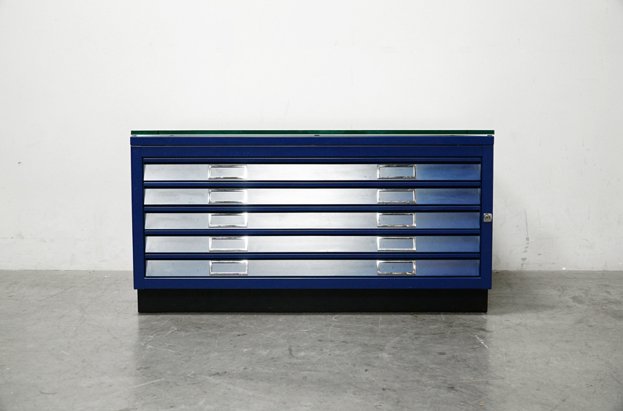 BISLEY(ビスレー) FCB43 A1サイズ ファイルキャビネット マップケース 5段 ブルー　アドア東京