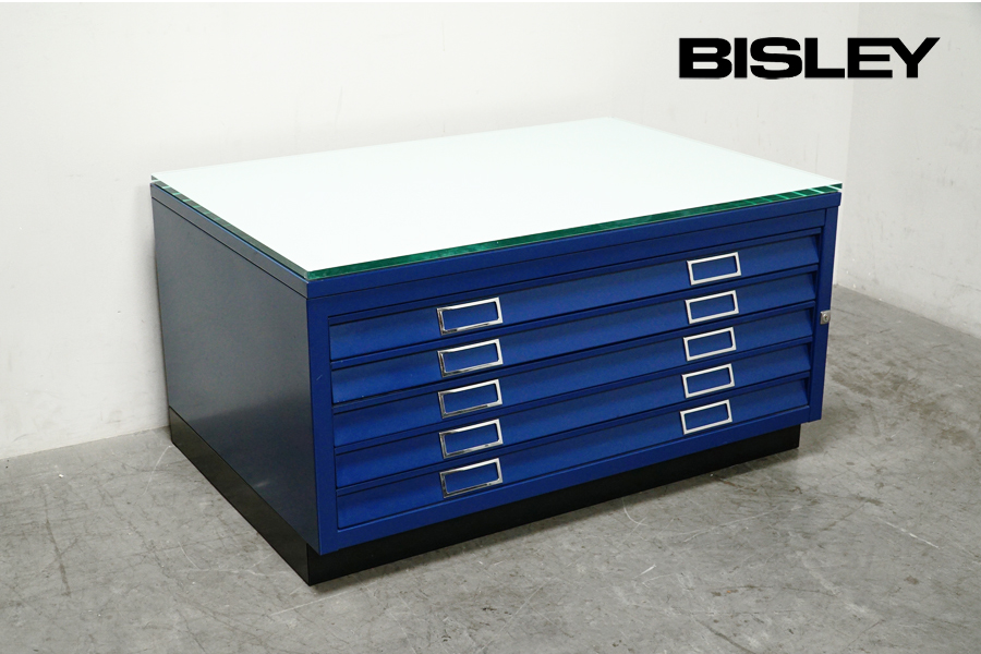 BISLEY(ビスレー)  FCB43 A1サイズ ファイルキャビネット マップケース 5段 ブルー　アドア東京