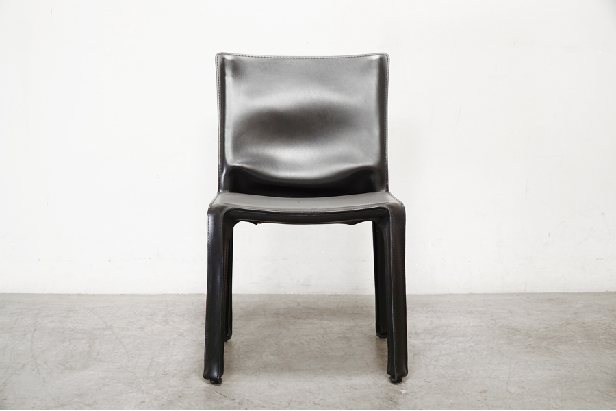 Cassina(カッシーナ) 412 CAB(キャブ )アームレスチェア マリオ・ベリーニ 本革 レザー ブラック　アドア東京
