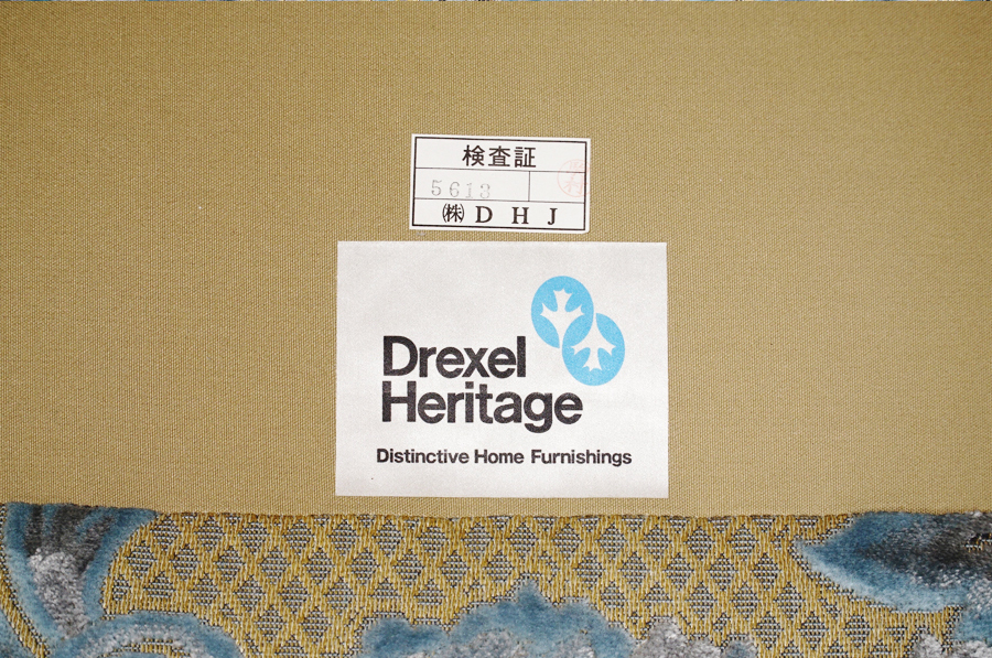 ラベル　Drexel Heritage(ドレクセルヘリテイジ) Upholstery(アップホルスタリー) 1人掛けソファ　アドア東京