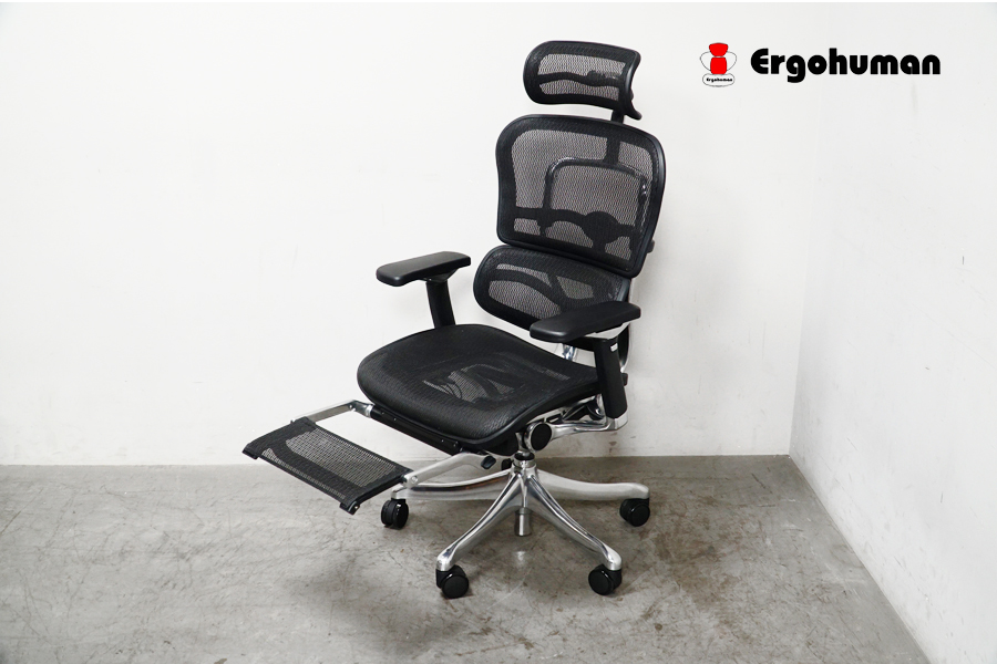 Ergohuman Pro(エルゴヒューマンプロ) デスクチェア ヘッドレスト有りハイバック ブラック　　アドア東京