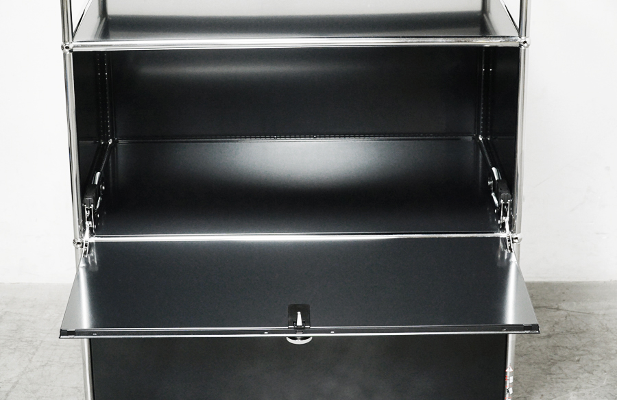 USM Haller system (ハラー) 2段キャビネット サイドボード ドロップダウンドア モジュラー収納 ブラック　アドア東京