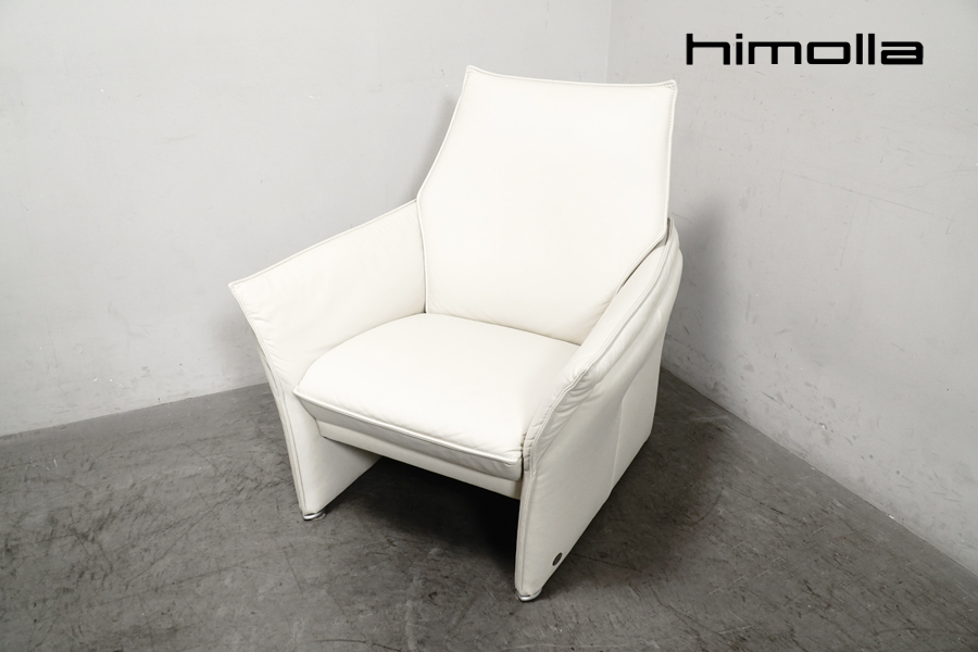 全体 himolla(ヒモラ) ミルテ 本革 1人掛けソファ パールアイボリー IDC大塚家具 アドア東京