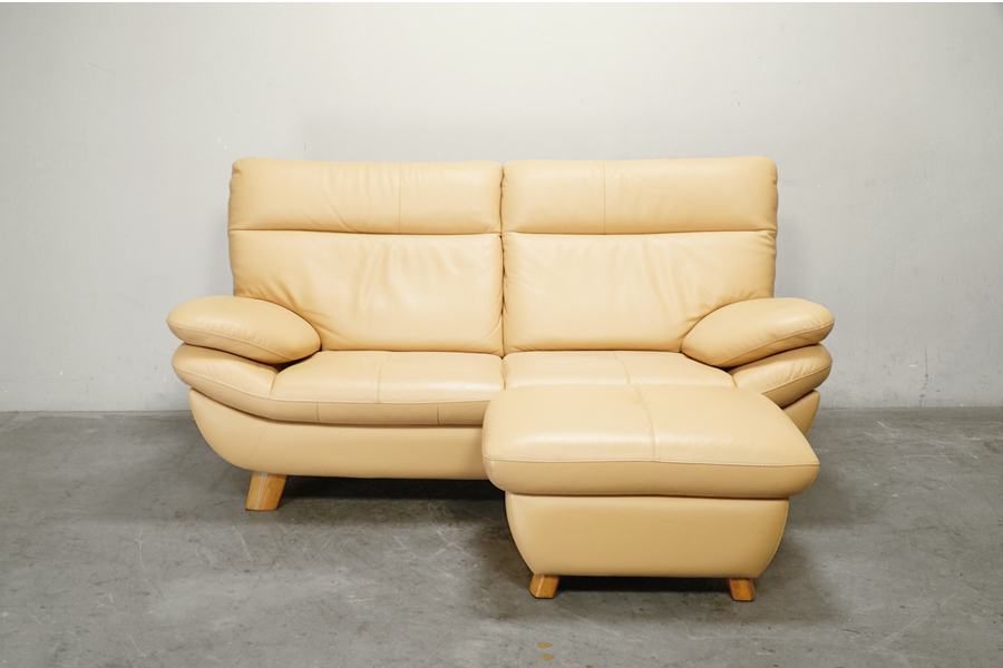karimoku(カリモク) ソファ ZT83シリーズ 本革 2シーター(2人掛け)+オットマンセット ハイバック アドア東京