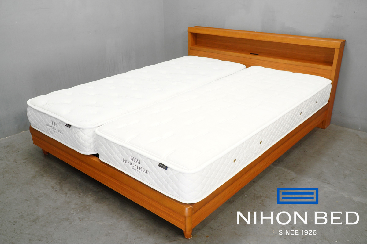 日本ベッド(NIHON BED)「シルキーポケットハード」+「シルキーシフォン」マットレス付き クイーンサイズベッド