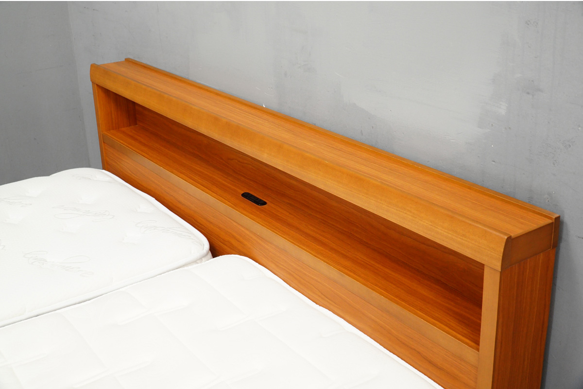 日本ベッド(NIHON BED)「シルキーポケットハード」+「シルキーシフォン」マットレス付き クイーンサイズベッド　ヘッドボード