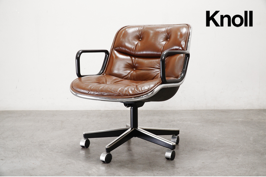 Knoll(ノール)  Pollock Executive Chair (ポロックチェア) 革張り ブラウン デスクチェア 5スターベース　アドア東京