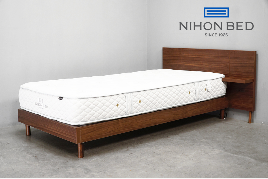 日本ベッド(NIHON BED)  シルキーシフォン マットレス+カラーノ ナイトテーブル付シングルサイズベッド　アドア東京