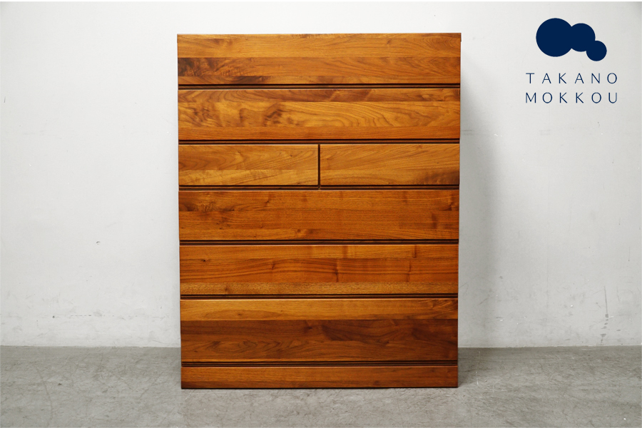 高野木工 LECCE 90(レッチェ) ハイチェスト  6段 ウォールナット材 タンス ドロワー　アドア東京