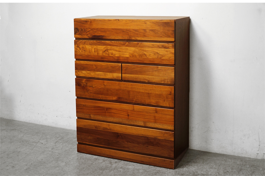 高野木工 LECCE 90(レッチェ) ハイチェスト  6段 ウォールナット材 タンス ドロワー　アドア東京