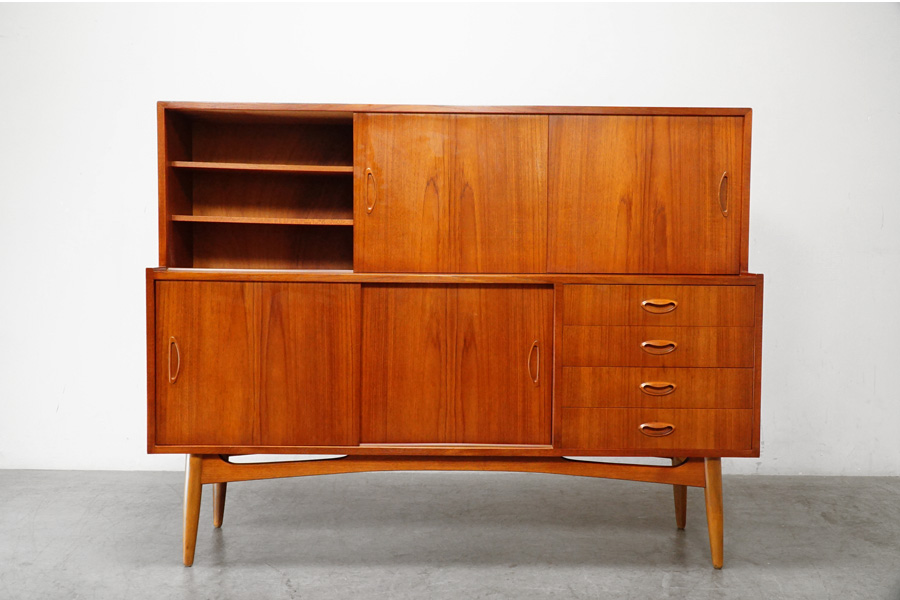 北欧家具 デンマーク製 ヴィンテージ サイドボード チーク キャビネット スカンジナビアン アンティーク 　アドア東京