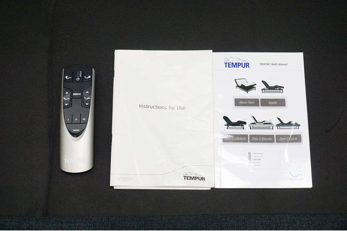 TEMPUR(テンピュール) Zero-G Elevate KD(ゼロジー) 電動リクライニングベッド+センセーションエリート ダブル 付属品